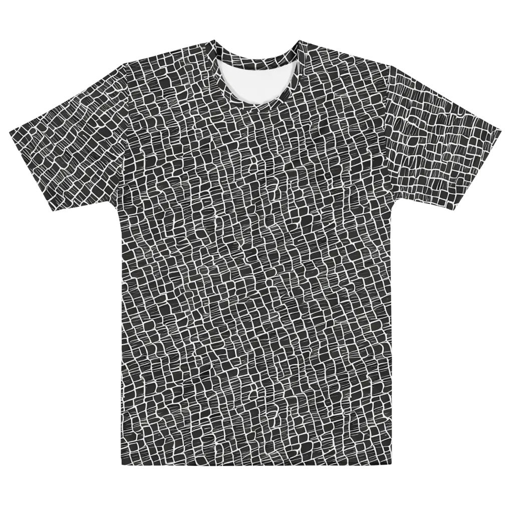 Ivory Grid on Men's Cotton Crew Neck T-Shirt — Front
