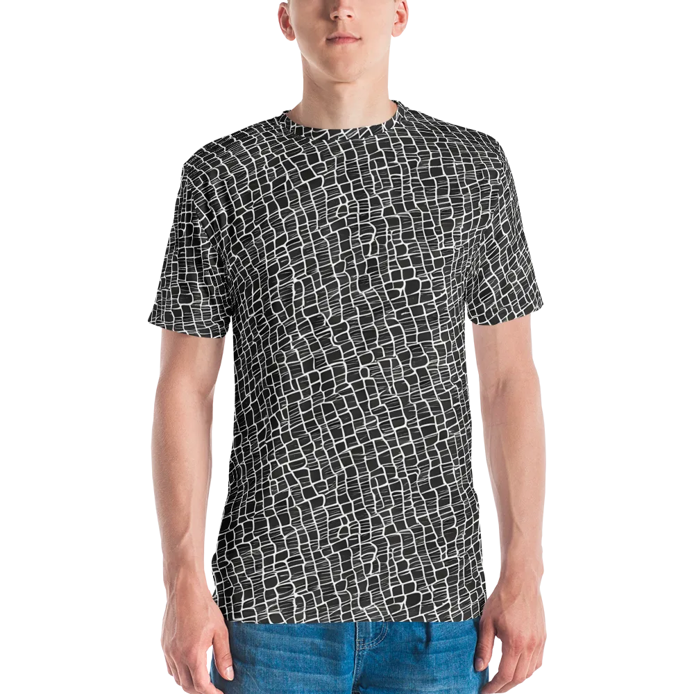 Ivory Grid on Men's Crew Neck T-Shirt — Front