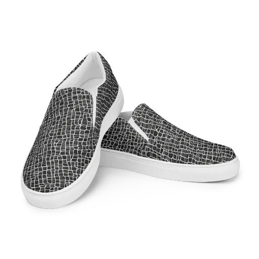 Ivory Grid on a Men's Slip-On Canvas Shoes