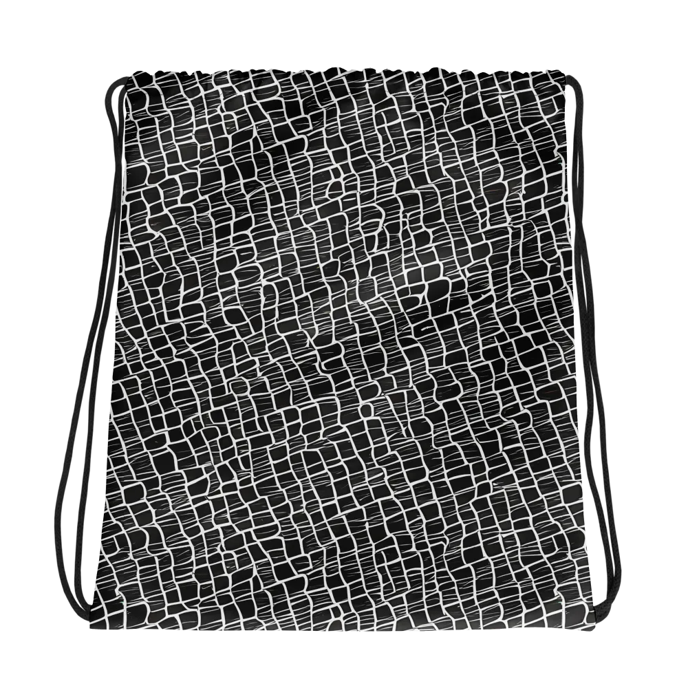 Ivory Grid on Drawstring Bag — Photo
