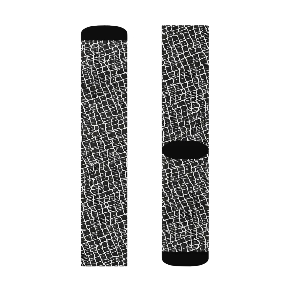Ivory Grid on Socks — Left Sock