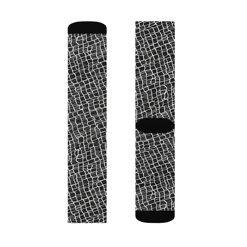 Ivory Grid on Socks — Right Sock