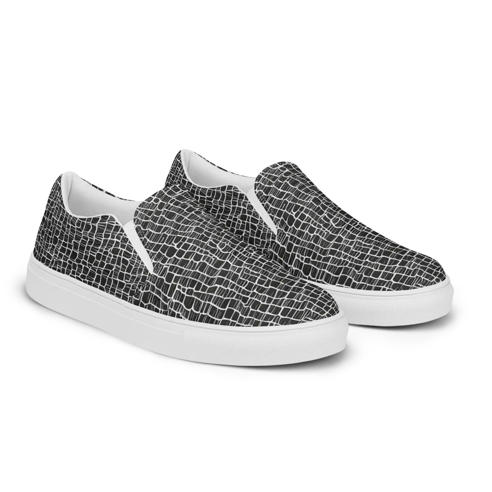 Ivory Grid on Women's Slip-On Canvas Shoes — Right Front