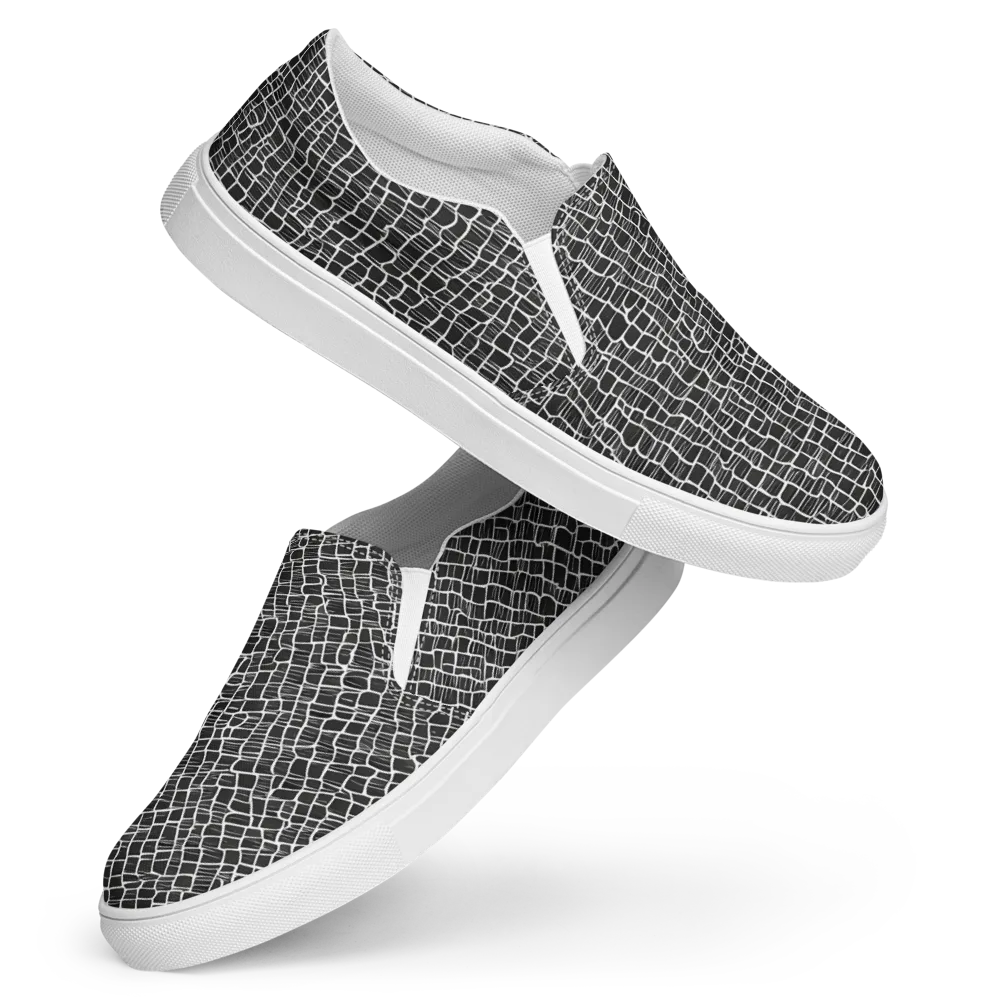 Ivory Grid on Women's Slip-On Canvas Shoes — Front