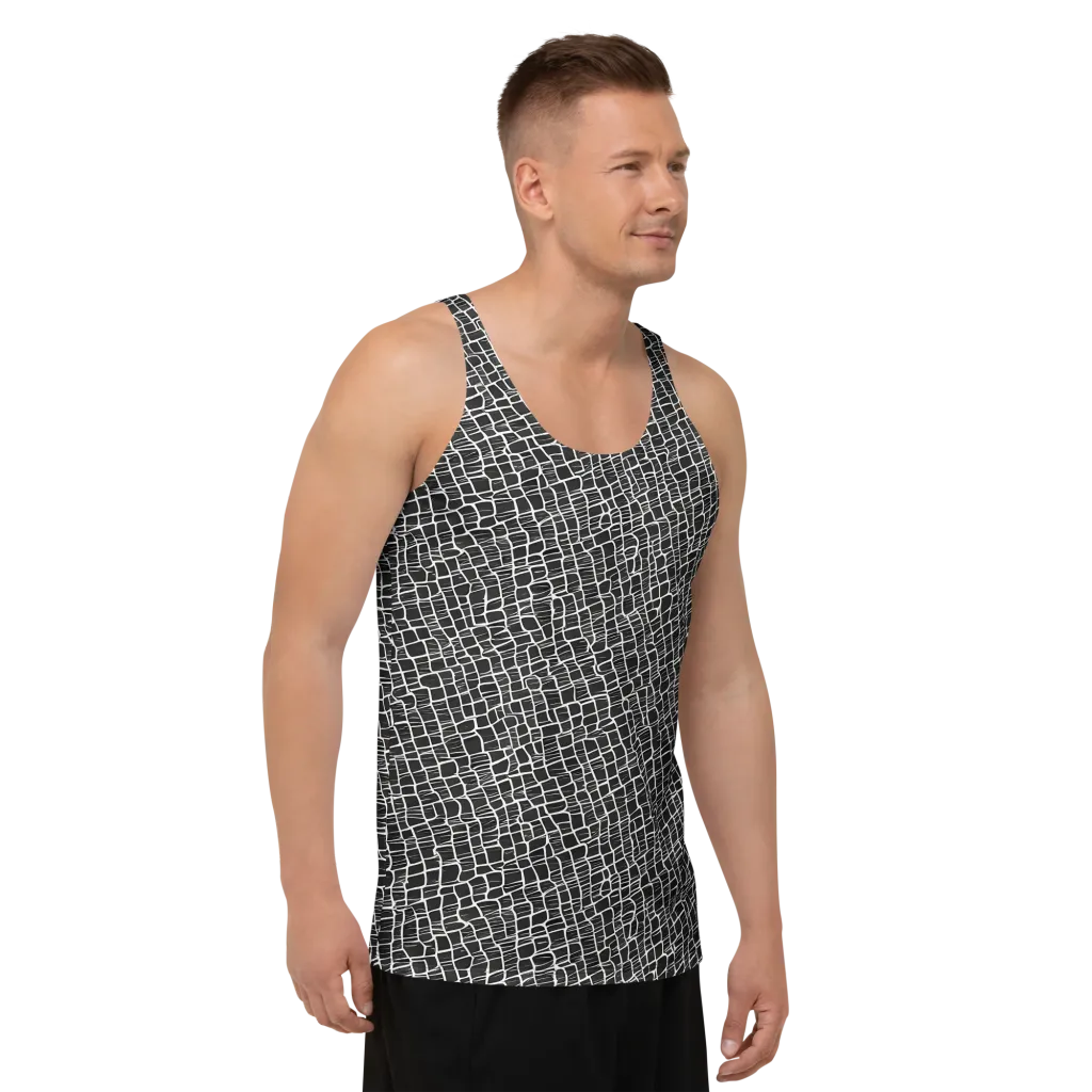 Ivory Grid on Men's Tank Top — Right Front