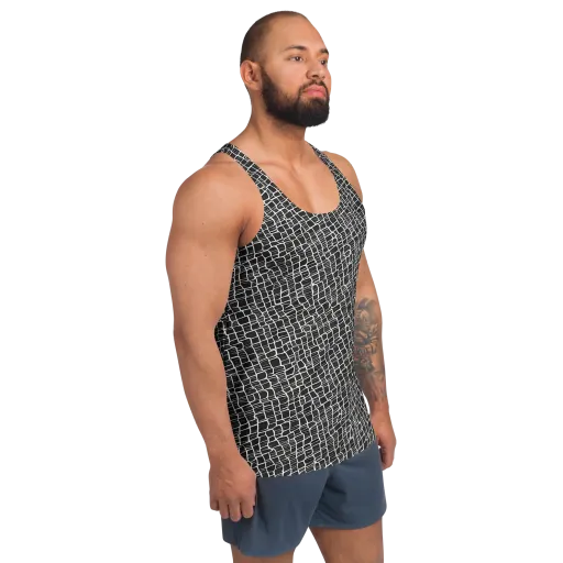 Ivory Grid on a Men's Tank Top