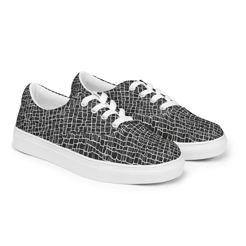 Ivory Grid on Men's Lace-Up Canvas Shoes — Right Front