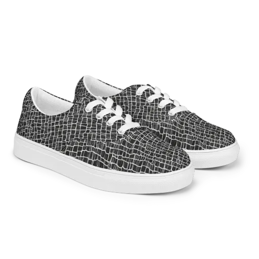 Ivory Grid on a Men's Lace-Up Canvas Shoes