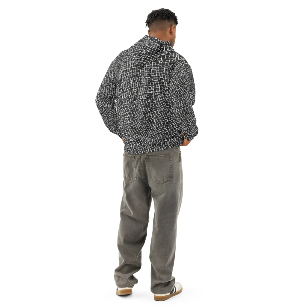 Ivory Grid on Cotton Hoodie — Back