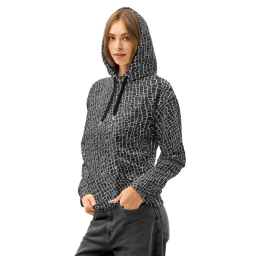 Ivory Grid on a Cotton Hoodie