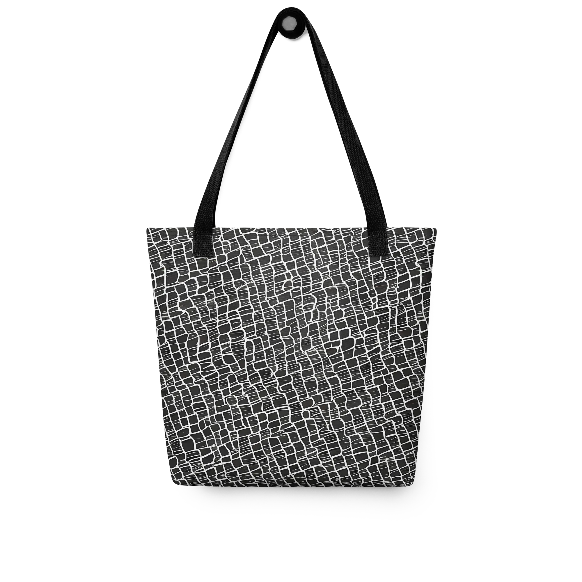 Ivory Grid on Tote Bag — Front