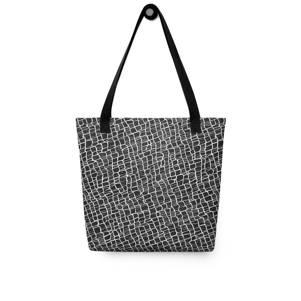 Ivory Grid on Tote Bag — Front