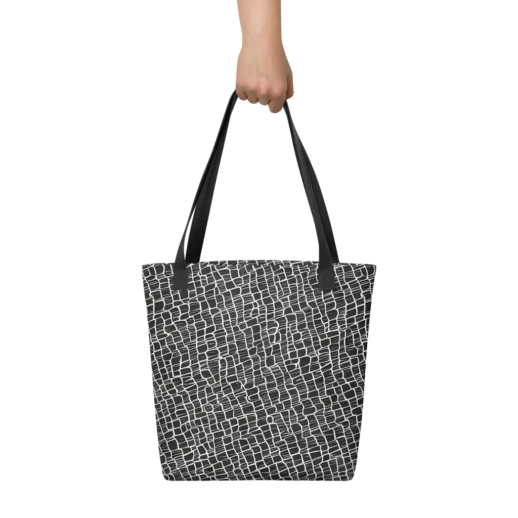 Ivory Grid on Tote Bag — Front