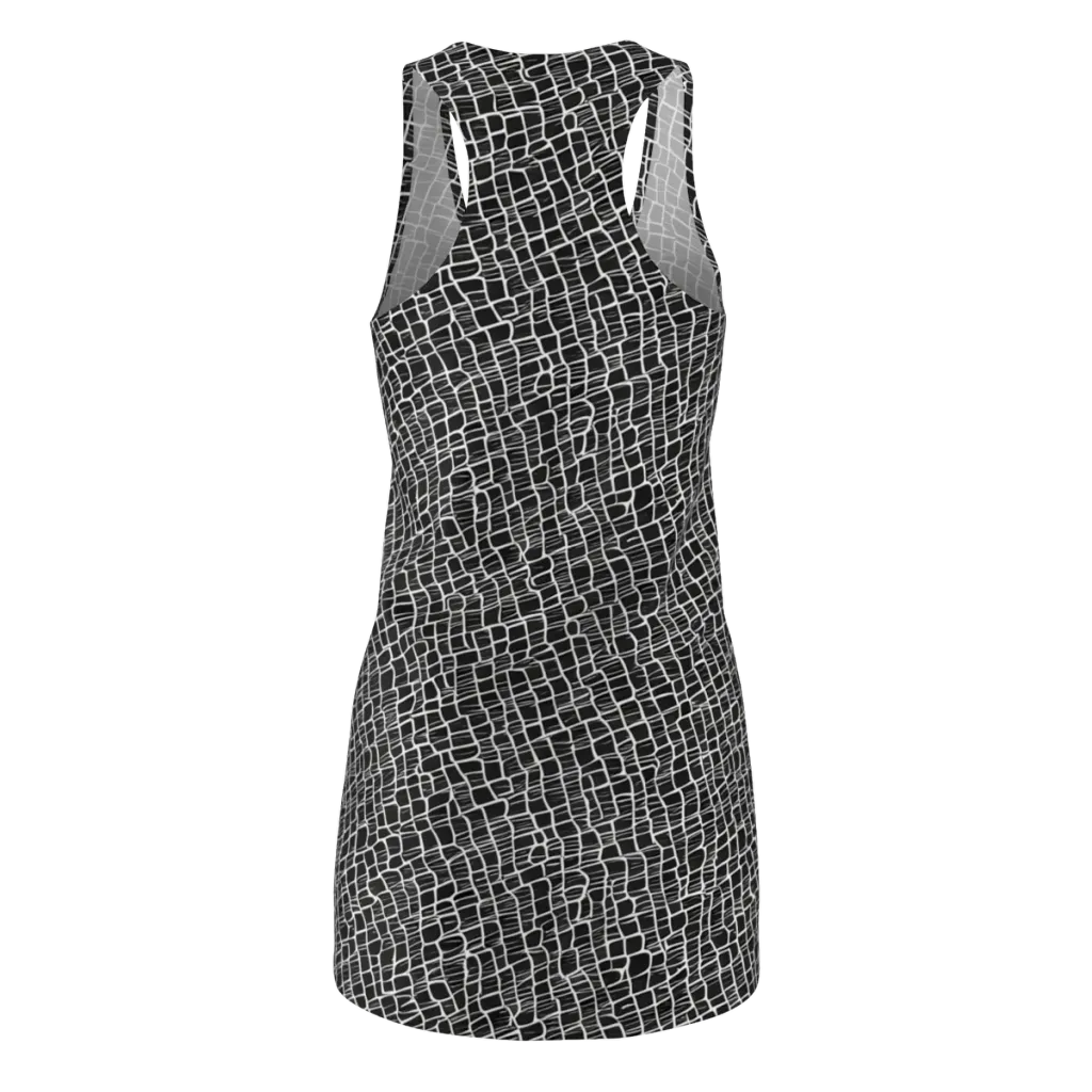 Ivory Grid on Racerback Dress — Back