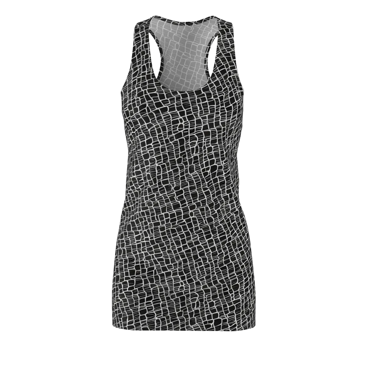 Ivory Grid on Racerback Dress — Front