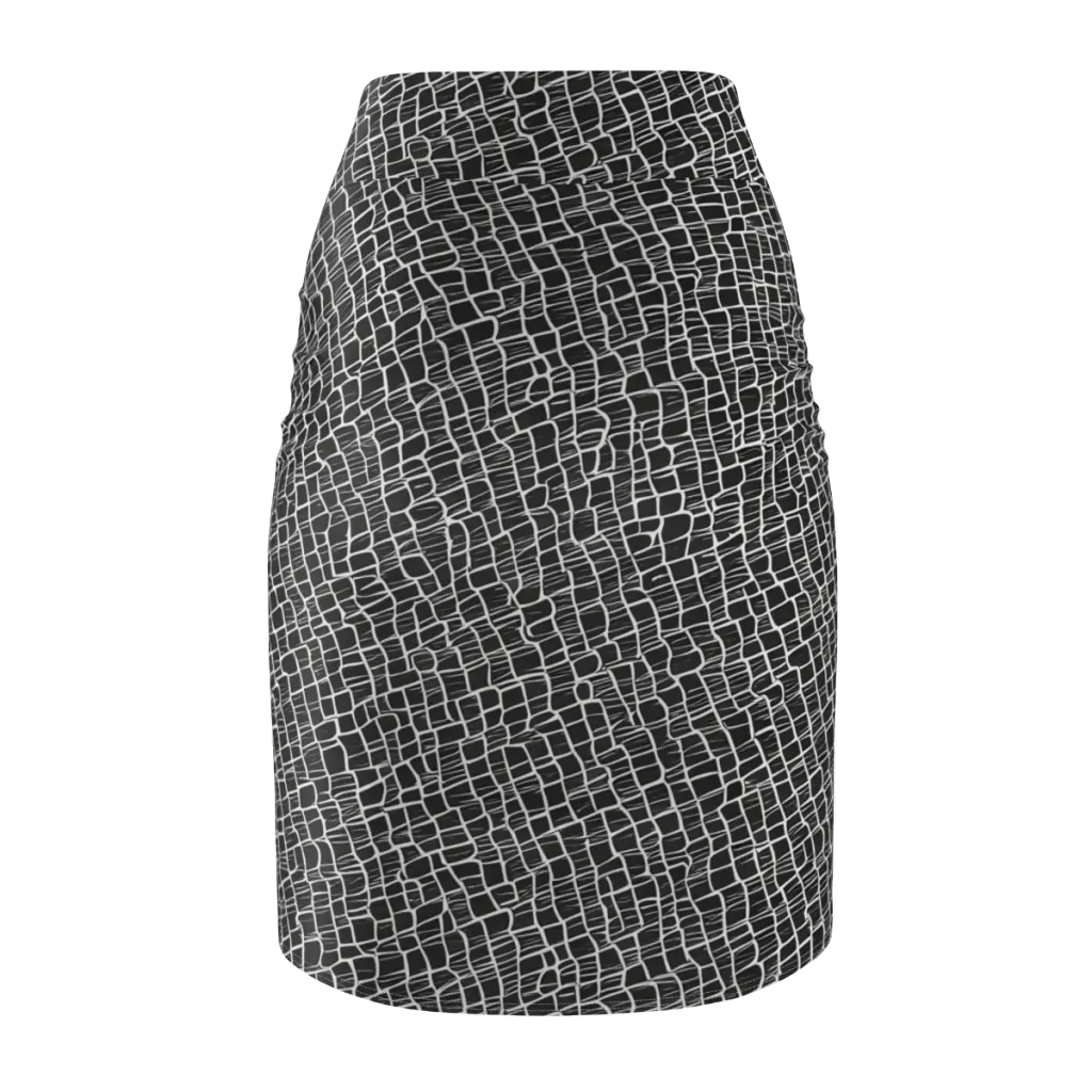Ivory Grid on Pencil Skirt — Back