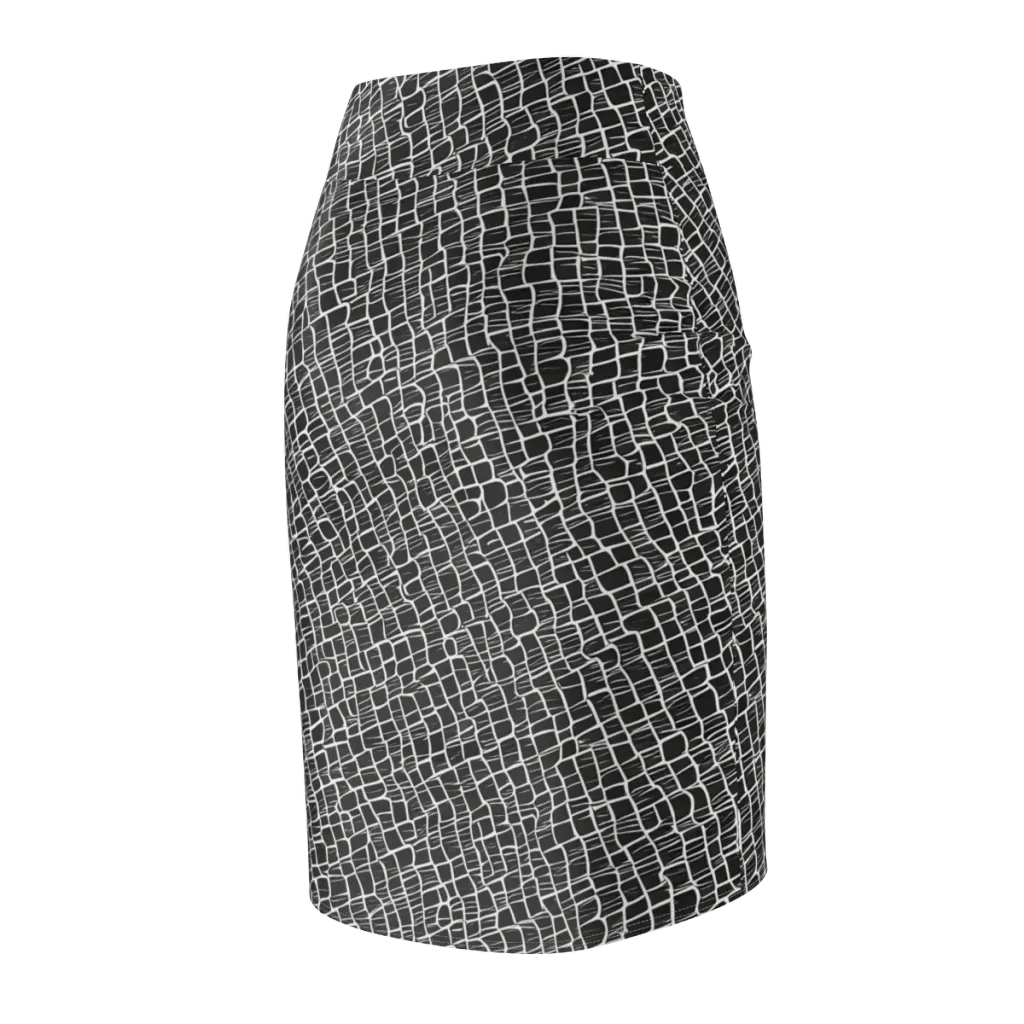 Ivory Grid on Pencil Skirt — Back Side