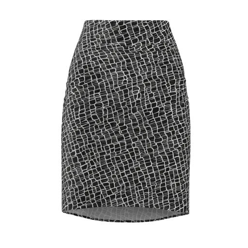 Ivory Grid on a Pencil Skirt