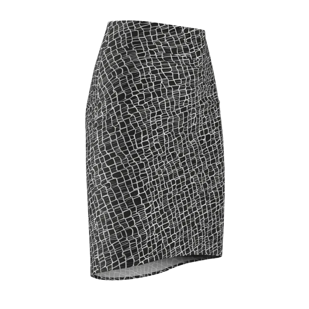 Ivory Grid on Pencil Skirt — Front Side