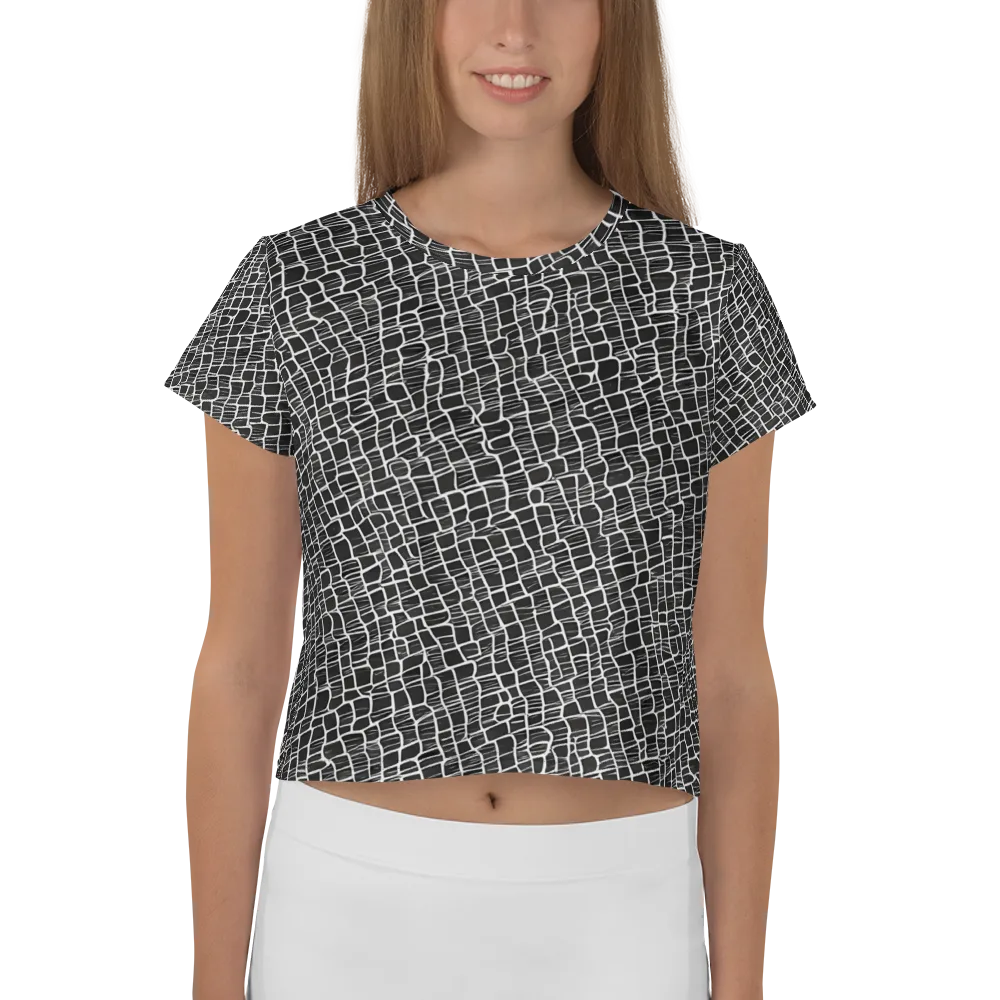 Ivory Grid on Crop Tee — Front