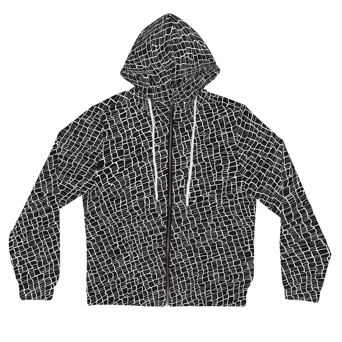 Ivory Grid on Women's Full-Zip Hoodie — Front