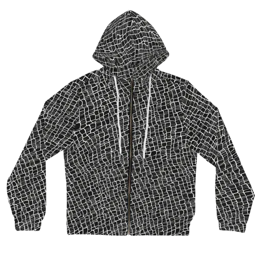 Ivory Grid on a Women's Full-Zip Hoodie