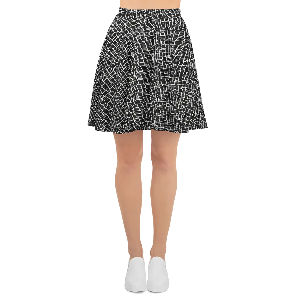Ivory Grid on Skater Skirt — Front