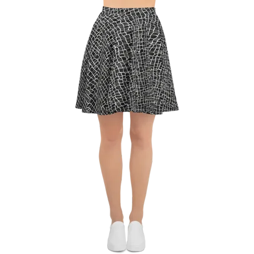 Ivory Grid on a Skater Skirt