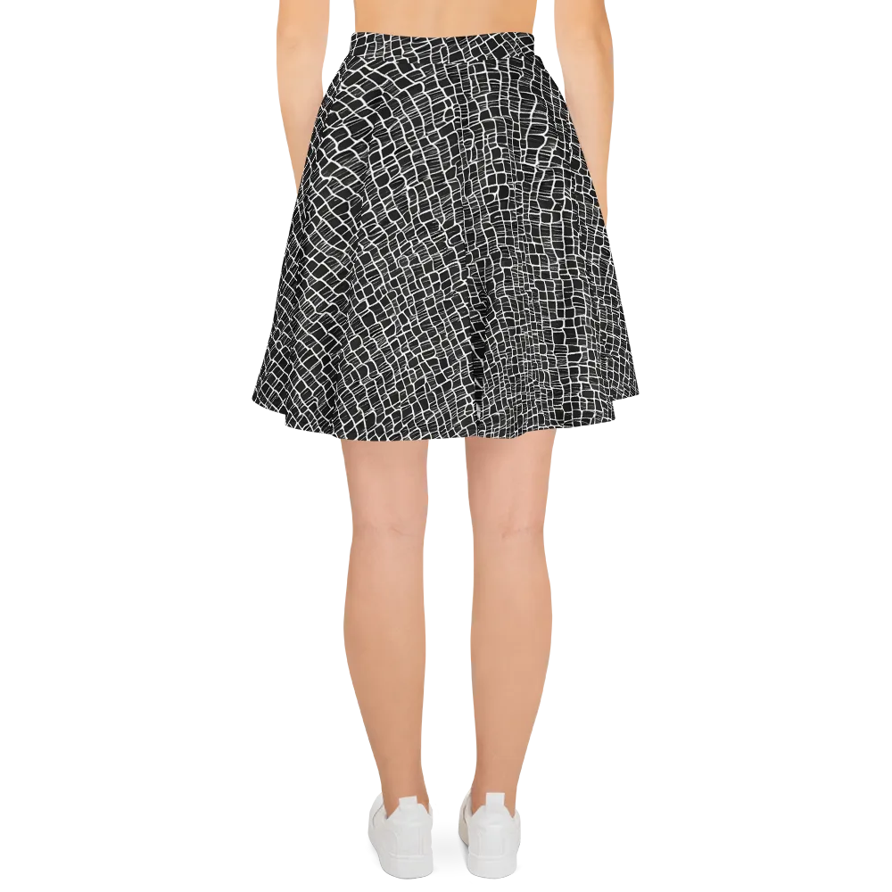 Ivory Grid on Skater Skirt — Back