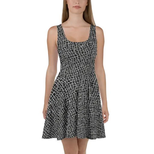 Ivory Grid on a Skater Dress