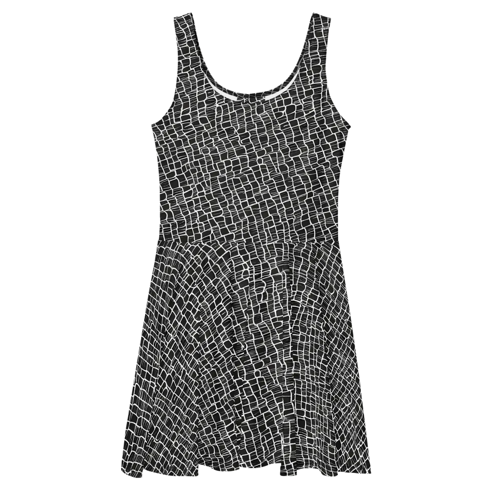 Ivory Grid on Skater Dress — Front