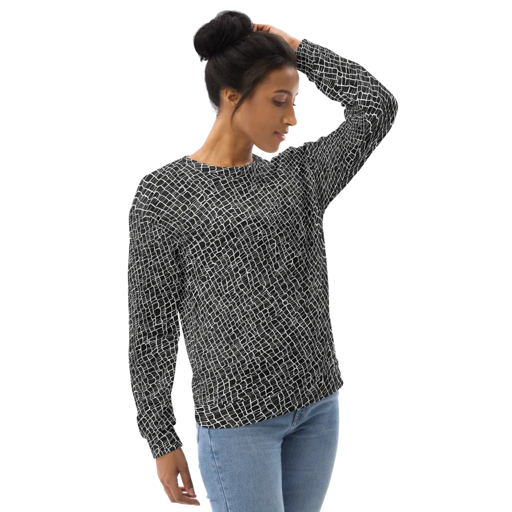 Ivory Grid on Sweatshirt — Right Front