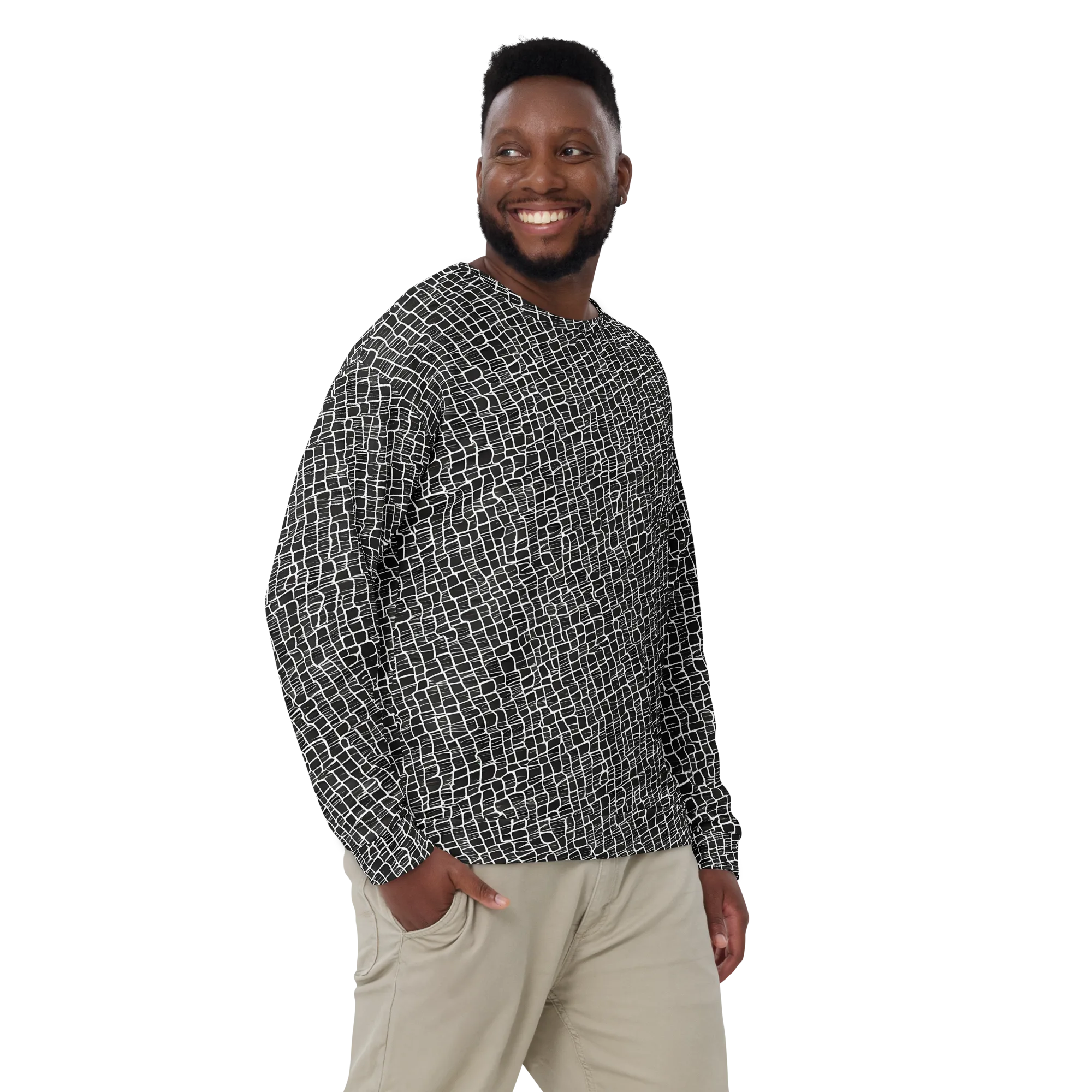 Ivory Grid on Sweatshirt — Front