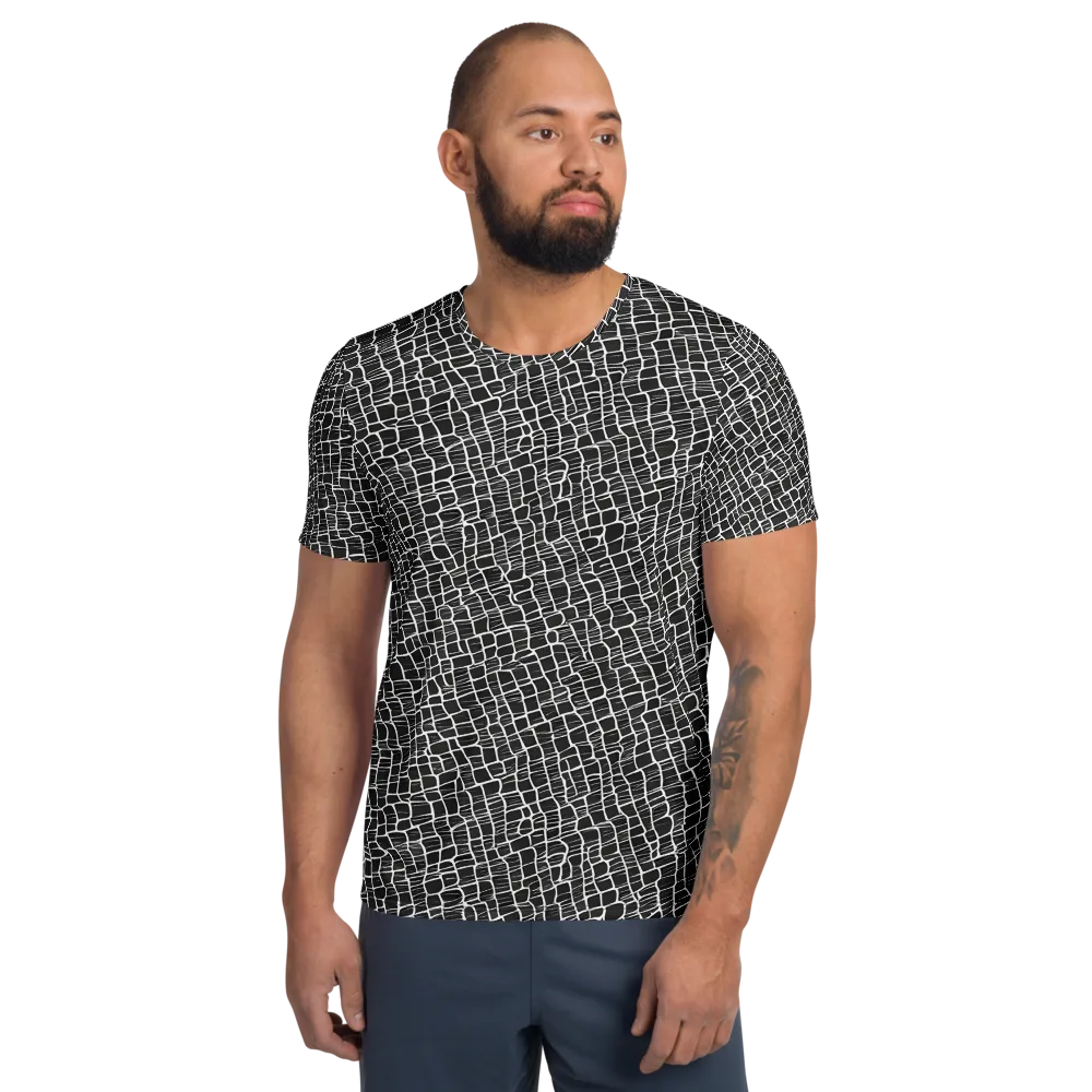 Ivory Grid on Men's Athletic T-Shirt — Front