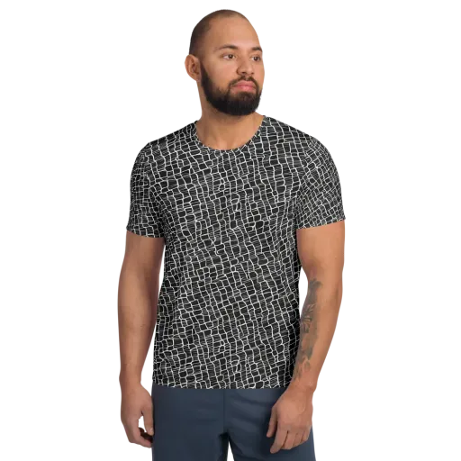 Ivory Grid on a Men's Athletic T-Shirt
