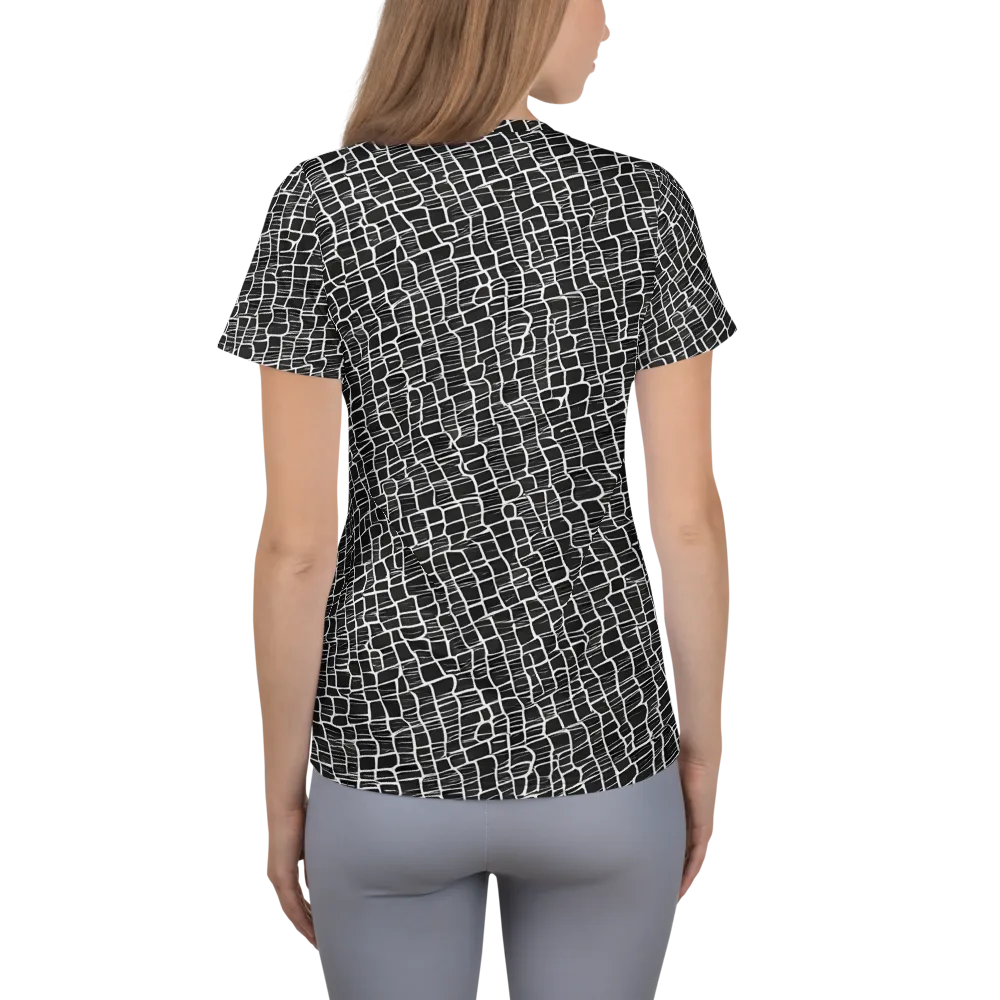 Ivory Grid on Women's Athletic T-Shirt — Back