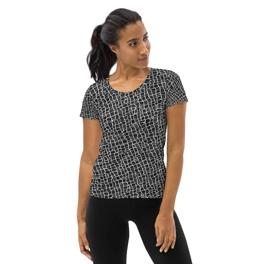 Ivory Grid on Women's Athletic T-Shirt — Front