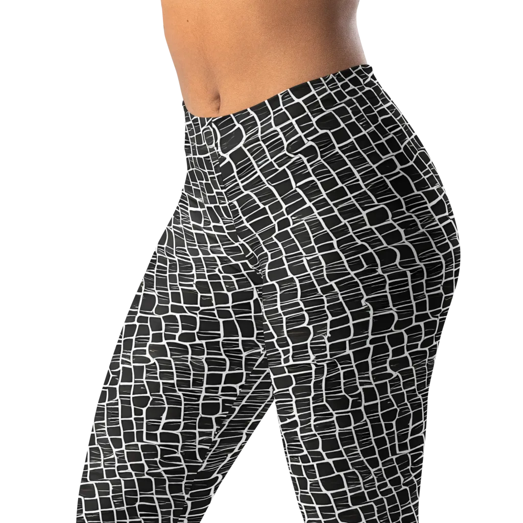 Ivory Grid on Leggings — Left Front