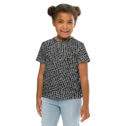 Ivory Grid on a Kids Crew Neck T-Shirt