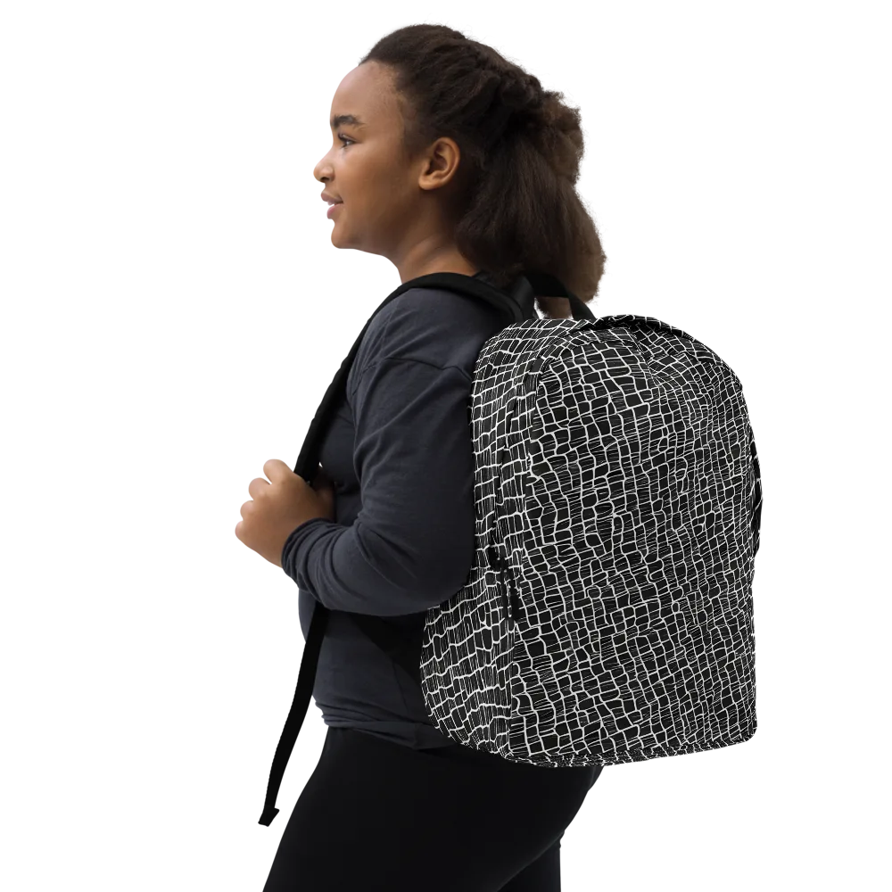 Ivory Grid on Minimalist Backpack — Right Front