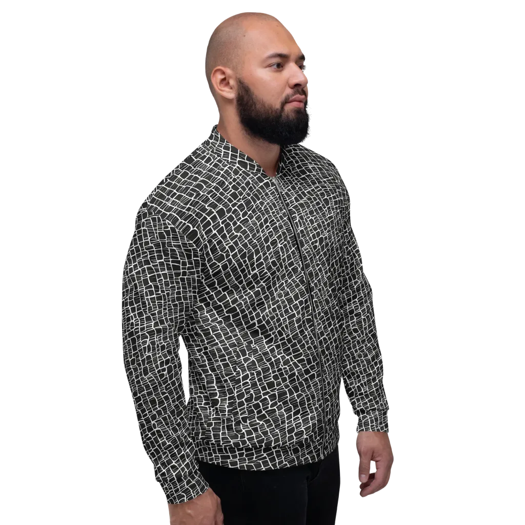 Ivory Grid on Bomber Jacket — Right