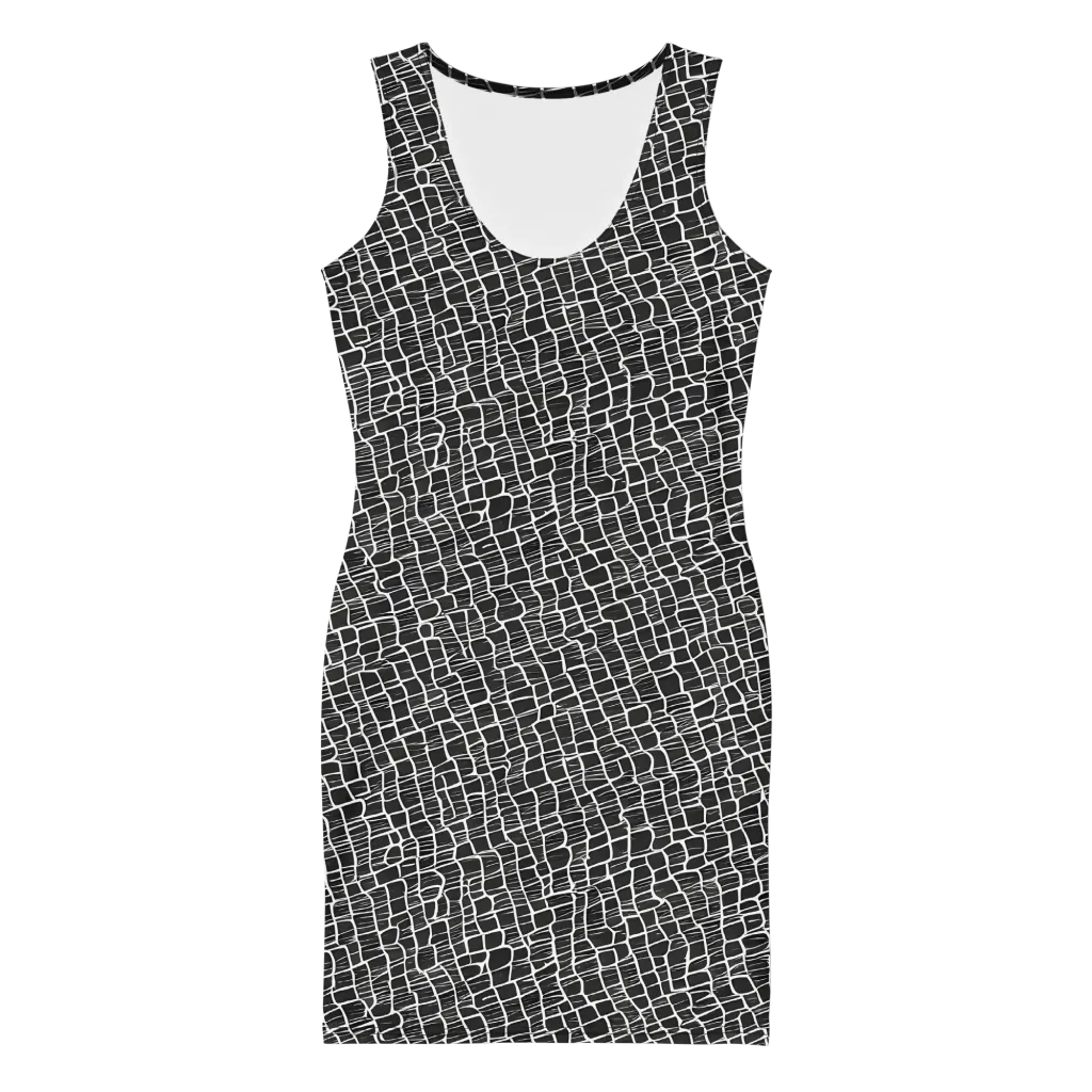 Ivory Grid on Bodycon Dress — Front