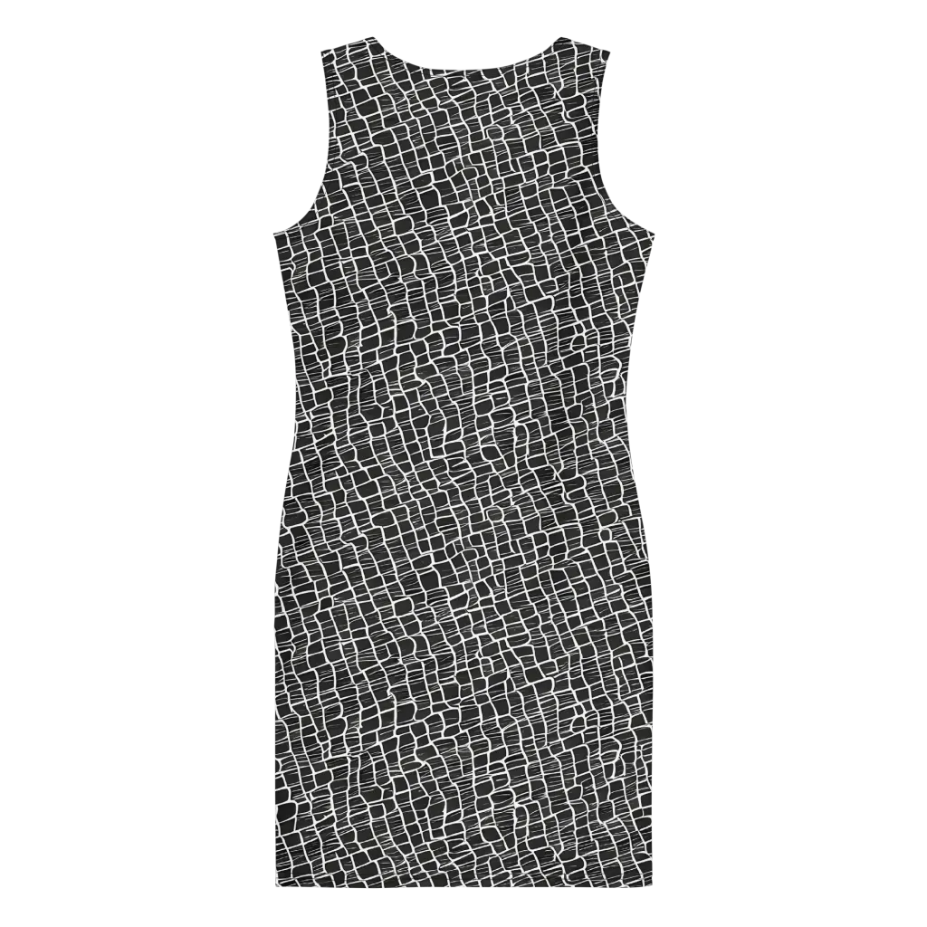Ivory Grid on Bodycon Dress — Back