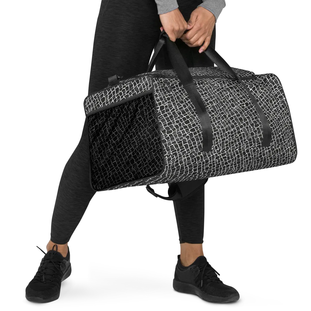 Ivory Grid on Duffle Bag — Right Front