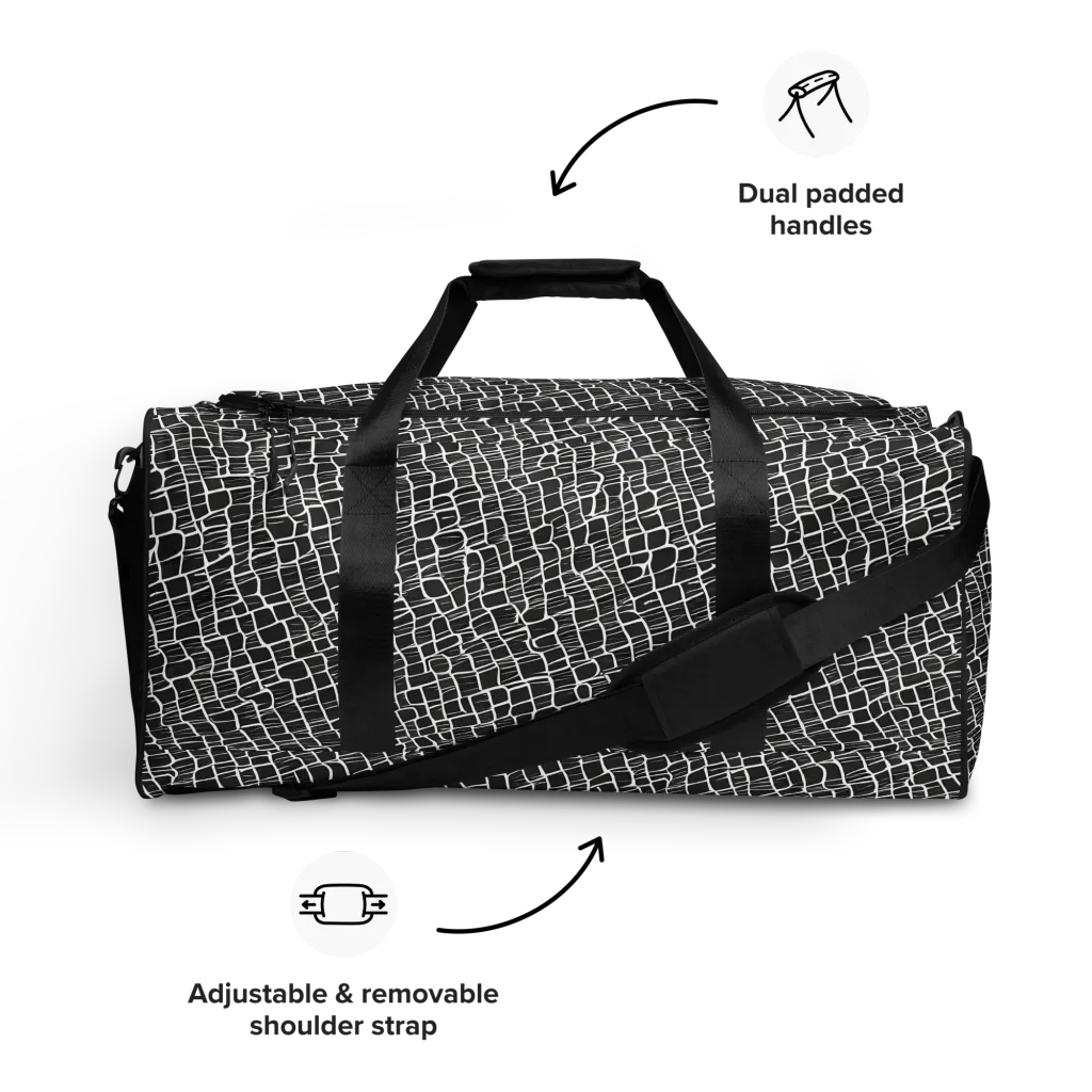 Ivory Grid on Duffle Bag — Front