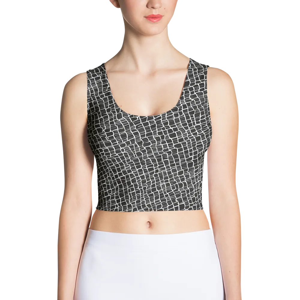 Ivory Grid on Crop Top — Front