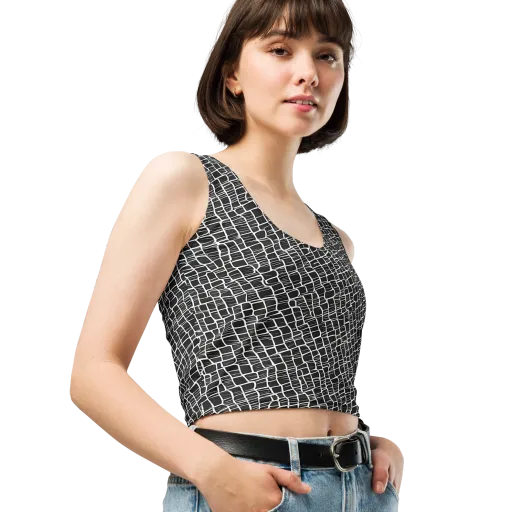 Ivory Grid on a Crop Top