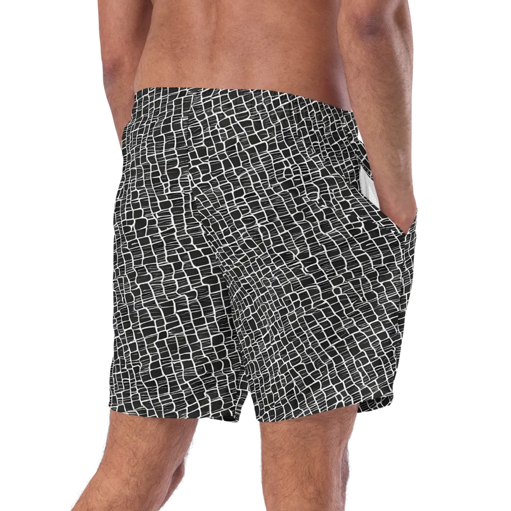 Ivory Grid on Swim Trunks — Right Back
