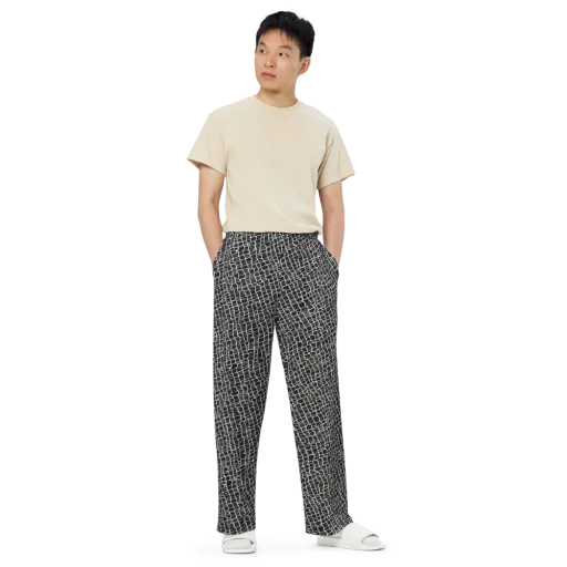Ivory Grid on a Wide-Leg Pants