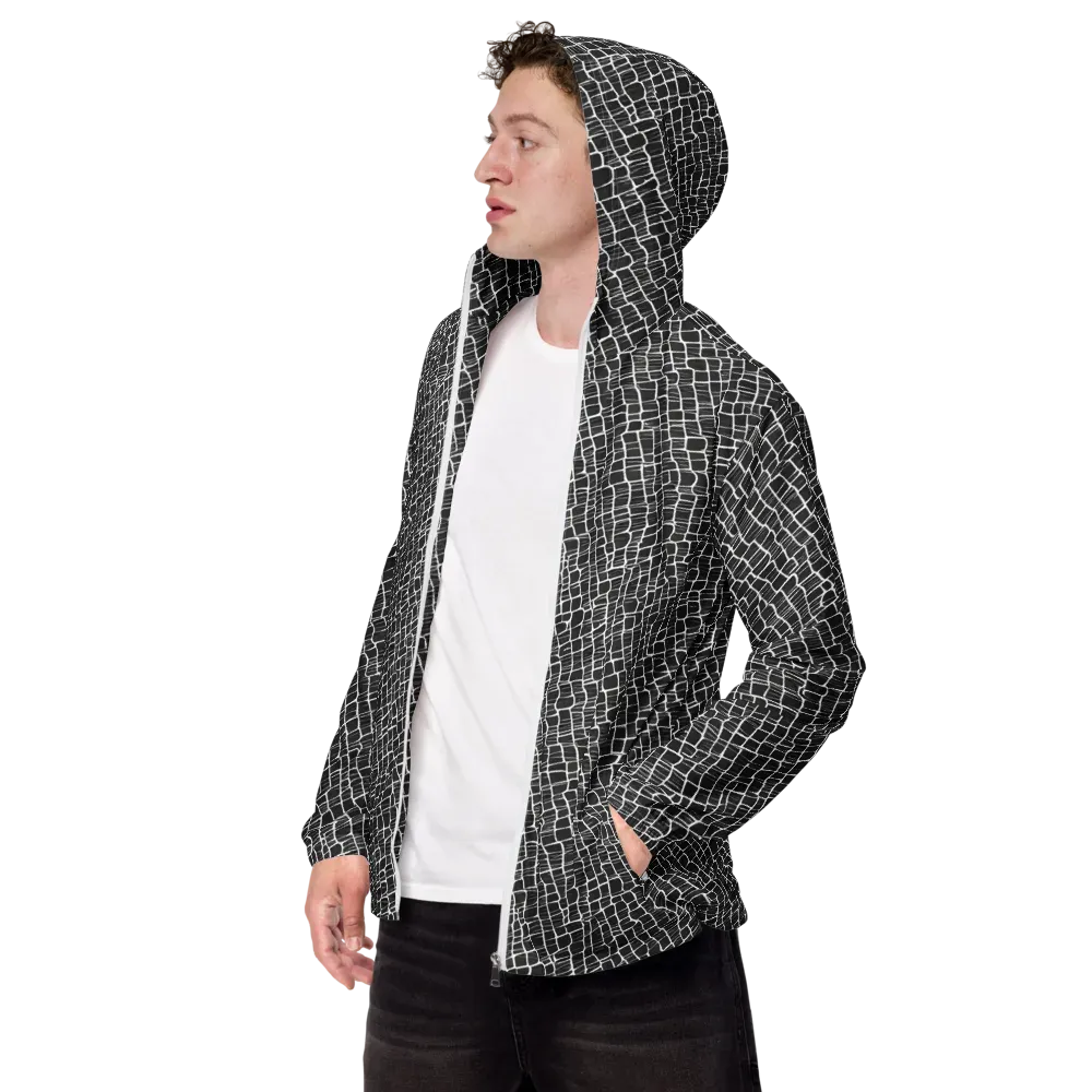 Ivory Grid on Men's Windbreaker — Left Front
